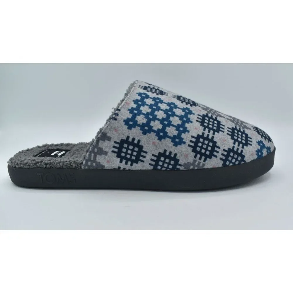 Toms Mens 10.5 Harbor Frost Grey Snowdon Repreve Two Tone Felt Slip On Slippers‎